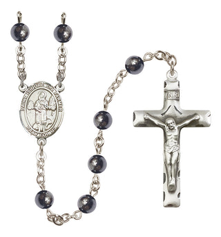 Silver-Plated 6mm Saint Isidore the Farmer  Engraved Catholic Rosaries