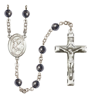 Silver-Plated 6mm Saint Dunstan  Engraved Catholic Rosaries