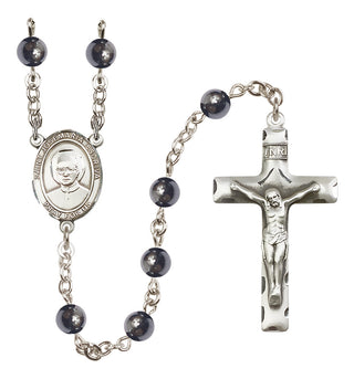 Silver Plated 6mm Hematite Saint Josemaria Escriva Rosary