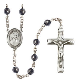Silver Plated 6mm Hematite Saint John Berchmans Rosary