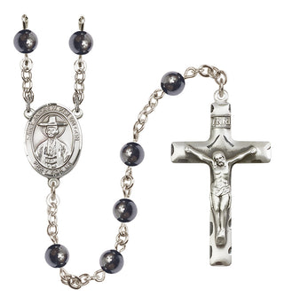 Silver-Plated 6mm Saint Andrew Kim Taegon  Engraved Catholic Rosaries