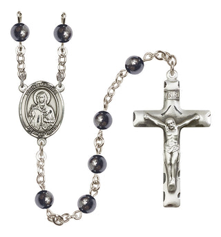 Silver-Plated 6mm Saint Marina  Engraved Catholic Rosaries