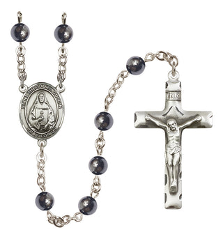 Silver Plated 6mm Hematite Saint Theodora Rosary