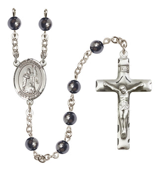 Silver-Plated 6mm Saint Drogo  Engraved Catholic Rosaries