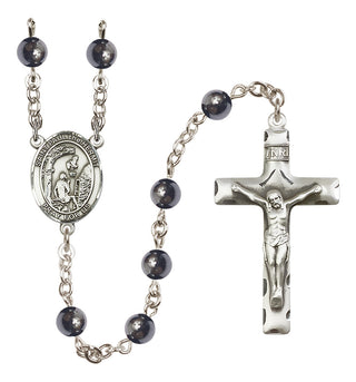 Silver Plated 6mm Hematite Saint Paul the Hermit Rosary