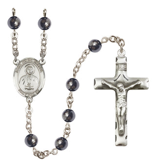 Silver Plated 6mm Hematite Saint Peter Chanel Rosary