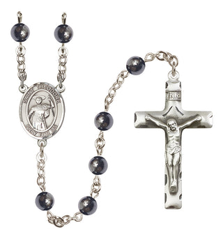 Silver-Plated 6mm Saint Theodore Stratelates  Engraved Catholic Rosaries