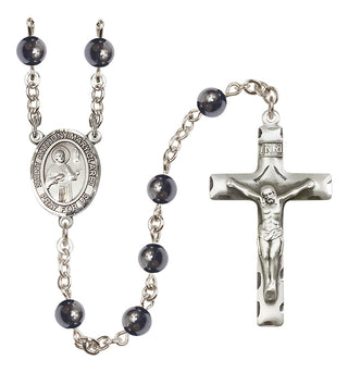 Silver Plated 6mm Hematite Saint Anthony Mary Claret Rosary