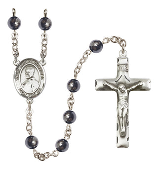 Silver Plated 6mm Hematite Saint Andre Bessette Rosary