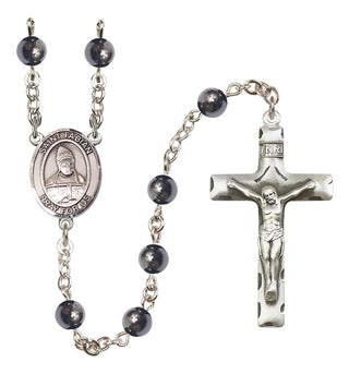 Silver-Plated 6mm Saint Fabian  Engraved Catholic Rosaries
