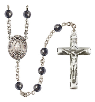Silver Plated 6mm Hematite Our Lady of Good Help Rosary