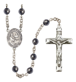 Silver Plated 6mm Hematite Saint Claude de la Colombiere Rosary