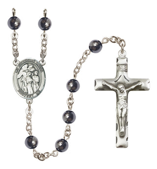 Silver-Plated 6mm Guardian Angel w/Children  Engraved Catholic Rosaries
