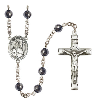 Silver-Plated 6mm Guardian Angel Protector  Engraved Catholic Rosaries