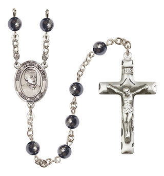 Silver-Plated 6mm Saint Peter Claver  Engraved Catholic Rosaries