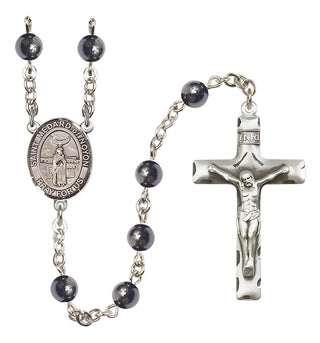 Silver Plated 6mm Hematite Saint Medard of Noyon Rosary