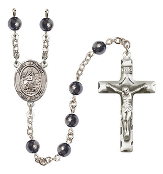 Silver-Plated 6mm Saint Ephrem  Engraved Catholic Rosaries