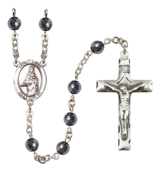 Silver-Plated 6mm Saint Emma Uffing  Engraved Catholic Rosaries