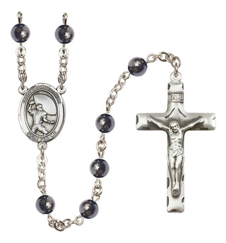 Silver-Plated 6mm Saint Christopher / Football Rosary