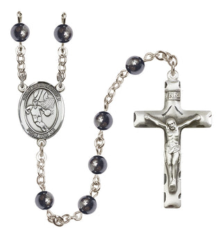 Silver-Plated 6mm Saint Christopher/Basketball Rosary