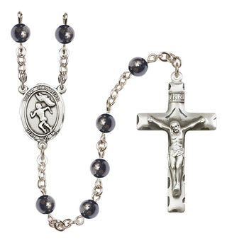 Silver-Plated 6mm Saint Sebastian /Track&Field-Women Rosary