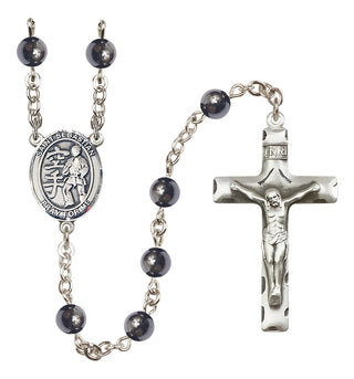 Silver-Plated 6mm Saint Sebastian/Karate Rosary