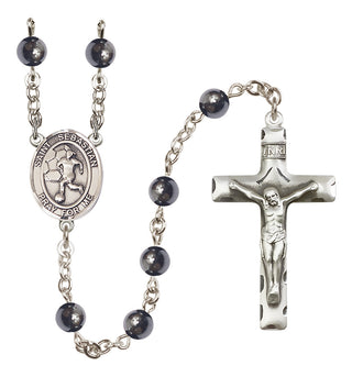 Silver-Plated 6mm Saint Sebastian/Soccer-Women Rosary