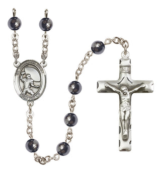 Silver-Plated 6mm Guardian Angel/Football Rosary