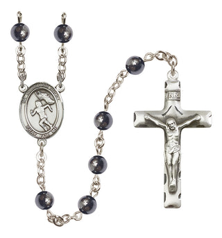 Silver-Plated 6mm Guardian Angel/Track&Field-Women Rosary
