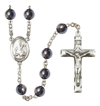 Silver-Plated 8mm Saint Andrew the Apostle  Engraved Catholic Rosaries