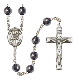 Silver Plated 8mm Hematite Saint Agatha Rosary