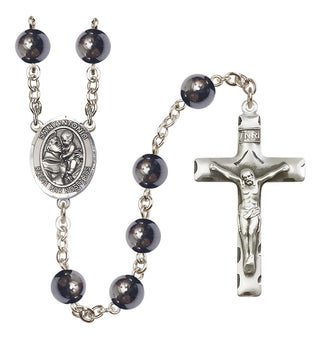 Silver-Plated 8mm San Antonio  Engraved Catholic Rosaries