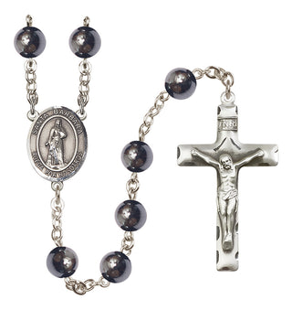 Silver Plated 8mm Hematite Santa Barbara Rosary