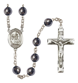 Silver Plated 8mm Hematite Saint Catherine of Siena Rosary