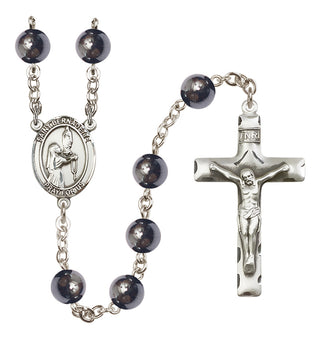 Silver-Plated 8mm Saint Bernadette  Engraved Catholic Rosaries