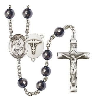 Saint Camillus of Lellis and Nurse Rosary with Hematite Beads