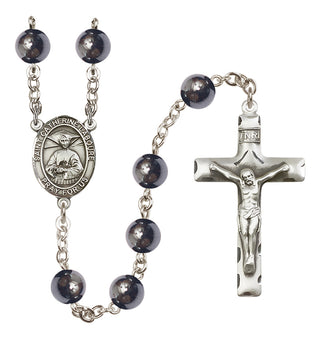 Silver Plated 8mm Hematite Saint Catherine Laboure Rosary