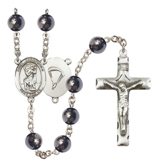 Silver-Plated 6mm Saint Christopher / Paratrooper Rosary