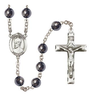 Silver Plated 8mm Hematite Saint Edward the Confessor Rosary