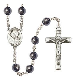 Silver Plated 8mm Hematite Saint David of Wales Rosary