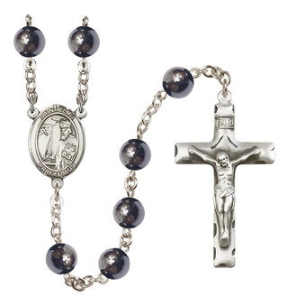 Silver-Plated 8mm Saint Elmo  Engraved Catholic Rosaries