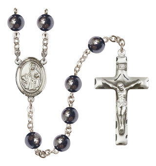Silver-Plated 8mm Saint Dymphna  Engraved Catholic Rosaries