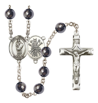 Silver-Plated 8mm Saint Florian/Firefighter Rosary
