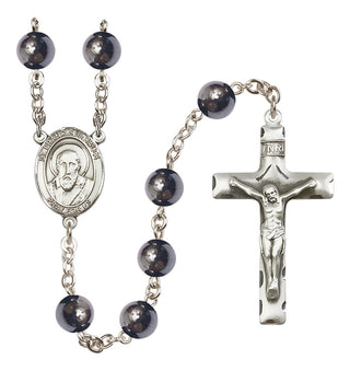 Silver Plated 8mm Hematite Saint Francis de Sales Rosary