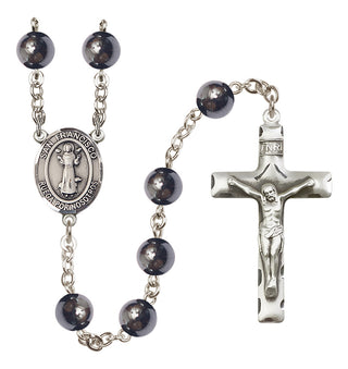 Silver Plated 8mm Hematite San Francis Rosary