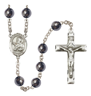 Silver-Plated 8mm Saint Francis Xavier  Engraved Catholic Rosaries