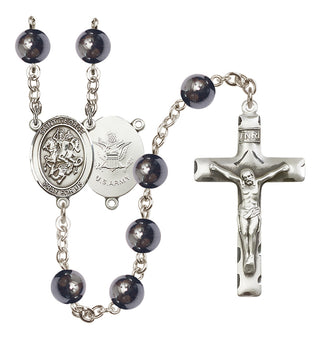 Silver-Plated 8mm Saint George / Army Rosary