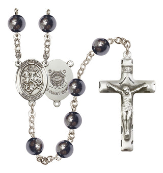 Silver-Plated 8mm Saint George / Coast Guard Rosary