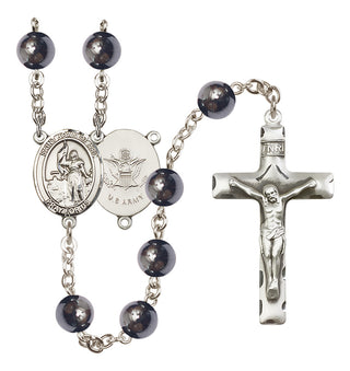 Silver-Plated 8mm Saint Joan of Arc / Army Rosary