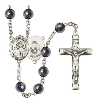 Silver-Plated 8mm Saint Joan of Arc / Marines Rosary